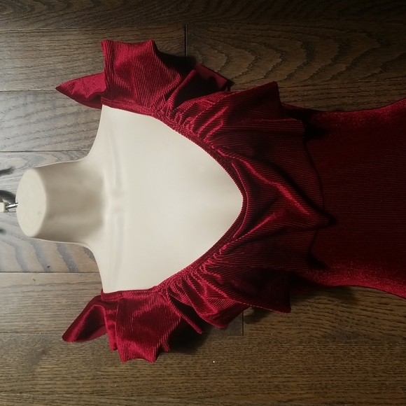 Blue Life velvet ruffle one piece bodysuit size XS NWOT - Picture 4 of 7